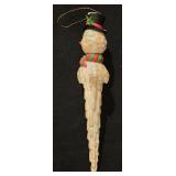 LL-TR - Holiday and Decorative Collectibles Lot: Framed Elephant, Sleigh, Candle, Snowman Ornament, Glass Angel