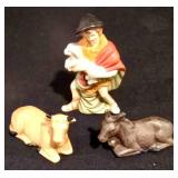 LL-TR - Ceramic Nativity Scene Set with Wood Stable - 11 Piece Holiday Display