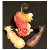 LL-TR - Ceramic Nativity Scene Set with Wood Stable - 11 Piece Holiday Display