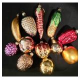 LL-TR - Set of 12 Kurt Adler Fruit and Vegetable Glass Ornaments