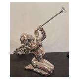 S - Pair of Department 56 Silver Cherub Trumpet Figurines