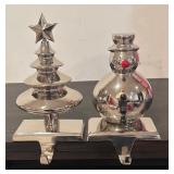 S - Set of 2 Crate & Barrel Silver Christmas Mantle Hooks