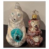 FR - Vintage Christopher Radko Ice Bear and Inge Glas OWC 1265 Grizzly Bear German Christmas Ornament