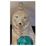 FR - Vintage Christopher Radko Ice Bear and Inge Glas OWC 1265 Grizzly Bear German Christmas Ornament