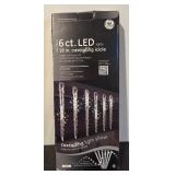 S - GE 6-Count LED Cascading Icicle Lights