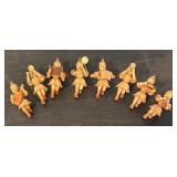 S - Set of 8 Blank Faltenrockengel Wooden Angel Ornaments