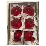 FR - Set of 12 Red Christmas Glass Ornaments