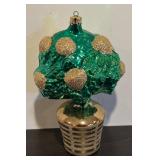 FR - Vintage Christopher Radko Hand Blown Glass Christmas Ornament A Very Merry Topiary