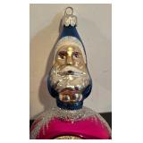 FR - Christopher Radko Two Sided Santa Reflector Glass Ornament