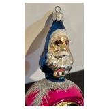 FR - Christopher Radko Two Sided Santa Reflector Glass Ornament
