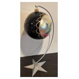 S - Lovely Hand Painted Glass Ornament with Stand