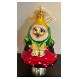 FR - Christopher Radko Mushroom Elf Glass Ornament