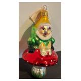 FR - Christopher Radko Mushroom Elf Glass Ornament