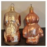 S - Set of 2 Adorable Glass Dog Ornaments
