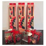 S - Set of New Red LED String Lights and Festive Fruit and Berry Decor Boxes