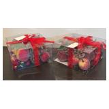 S - Set of New Red LED String Lights and Festive Fruit and Berry Decor Boxes