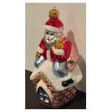 FR - Christopher Radko House Sitting Santa Glass Ornament