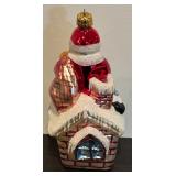 FR - Christopher Radko House Sitting Santa Glass Ornament
