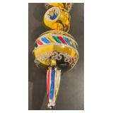 S - Gold Finial Ornament with Glitter and Vibrant Accents