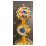 S - Gold Finial Ornament with Glitter and Vibrant Accents