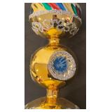 S - Gold Finial Ornament with Glitter and Vibrant Accents