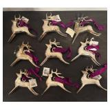 S - Set of 9 Pottery Barn Silver Reindeer Ornaments