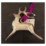 S - Set of 9 Pottery Barn Silver Reindeer Ornaments