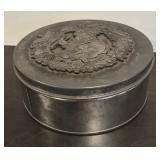 S - Holiday Silver Tinsel, Decorative Trees and Vintage Santa Tin