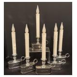 S - Set of 6 Silver Electric Candle Lamps