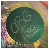 S - Iridescent Art Glass Egg Paperweight by OBG