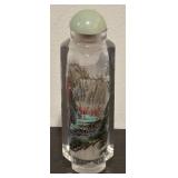 S - Asian Hand Painted Glass Snuff Bottle