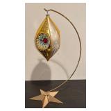 S - Golden Accented Christmas Ornament with Stand