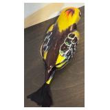 TR - Vintage Metal Bird Clip Ornament with Feather Tail