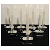 S - Set of 8 Silver 8 Inch Electric Window Candles with Holders