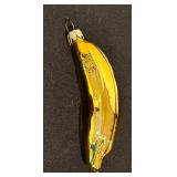 S - Set of 2 Glass Fruit Christmas Ornaments, 5 Inch Banana and Pinecone