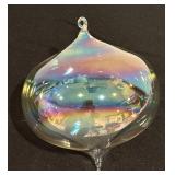 S - Set of 3 Iridescent Hand Blown Glass Hanging Ornaments