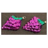 S - Set of 2 Vintage 4-Inch Glass Grape Cluster Christmas Ornaments