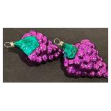 S - Set of 2 Vintage 4-Inch Glass Grape Cluster Christmas Ornaments