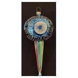 TR - 7-Inch Vintage Style Glass Holiday Ornament Blue and Multicolor