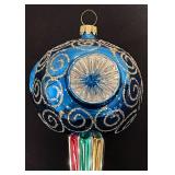 TR - 7-Inch Vintage Style Glass Holiday Ornament Blue and Multicolor