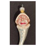 TR - Vintage Christopher Radko Pink Clown Snake Jester Twist Blown Glass Christmas Ornament