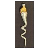 TR - Vintage Christopher Radko Pink Clown Snake Jester Twist Blown Glass Christmas Ornament