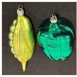 S - Set of 2 Glass Vegetable Christmas Ornaments