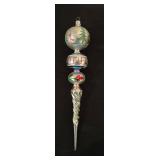 TR - 13-Inch Vintage Glass Christmas Tree Topper with Hand Painted Designs