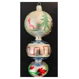TR - 13-Inch Vintage Glass Christmas Tree Topper with Hand Painted Designs