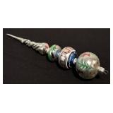 TR - 13-Inch Vintage Glass Christmas Tree Topper with Hand Painted Designs
