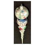 TR - 13-Inch Vintage Glass Christmas Tree Topper with Hand Painted Designs