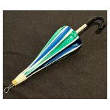 TR - 8 Inch Glass Umbrella Ornament with Blue and Green Stripes