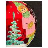 TR -Hand-Painted Red Glass Christmas Ornament with Winter Scene