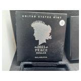 2021-P Uncirculated Peace Silver Dollar in Original Mint Box with COA - Greysheet Wholesale Price - $110.00